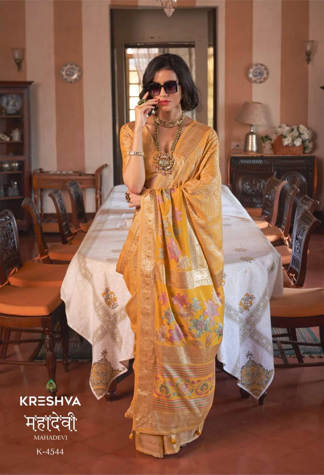 MAHADEVI  by KRESHVA  4539 to 4544 series  Colorful casual Wear GEORGETTE sarees At Wholesale